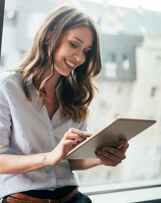 Business woman using tablet